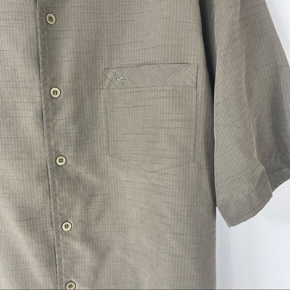 Quicksilver Shirt Short Sleeve Button Olive Green Camp Shirt Men's Size Large - Picture 2 of 8